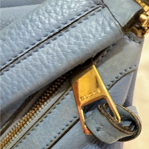 Gucci Blue Leather Hobo Bag with Gold Hardware - Picture 9 of 16